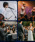 Collage of people using Wireless Karaoke Microphone Set With Rechargeable Bluetooth 5.3 Microphones And Receiver, Dope 200ft Range