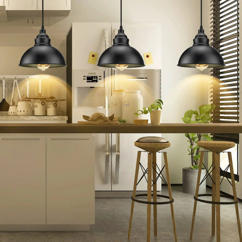 Premium Plug In Pendant Light With Fifteen Foot Drop Cord and Straight Up Smooth Switch illuminates modern kitchen island.