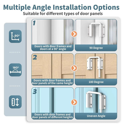 Upgraded Aluminum Sliding Door Loop Lock With 2 Inch U Shaped Multi Angle Design for 90 and 180 degree doors installation guide