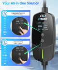 Display panel of Tesla Level 2 EV Charger For Home, 40A Fast 9.6kW Charging Station With NEMA 14 50 Plug, showing adjustable current and timer.
