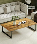 Living room with wooden table, 16 Inch Wide Metal Coffee Table Legs Black Industrial Modern Steel Base For Living Room Or Outdoor Use