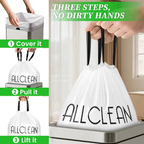 15 Gallon Tall Kitchen Trash Bags With Beefy Drawstring Handles Two Layer Thick Extra Strong And Leak Proof Unscented Recyclable Liners demonstration