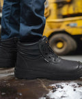 Side view of Men's Steel Toe Work Boots With Non Slip Outsole, Puncture Resistant, Breathable Lining, Electrical Hazard Protection