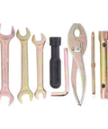 7Pcs Motorcycle Repair Tool Kit with wrenches, pliers, socket, and screwdriver for quick maintenance on the go.