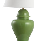 Teal Ceramic Ginger Jar Table Lamp 33 Inch Modern Traditional LED Bulb Included White Linen Shade Perfect For Living Room Bedroom Entryway Vibe