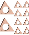 Built Damn Tough Triangle C Angle Cutter Heads Compatible With Pneumatic Chamfering Machines, ten carbide tungsten blades displayed.