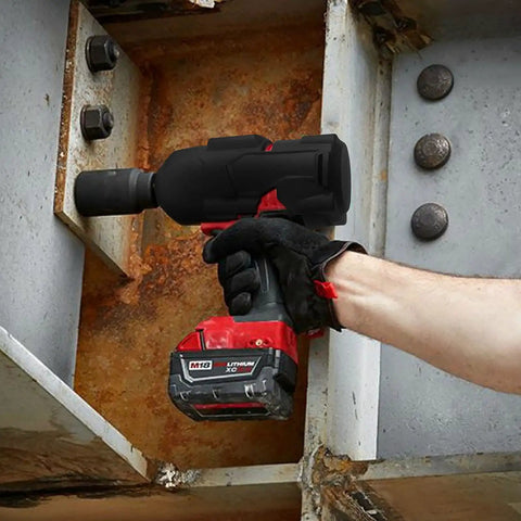 Rugged Protective Boot For M18 FUEL One Half High Torque Impact Wrench 2767-20 And ONEKEY 2863-20 in use on rusted bolts