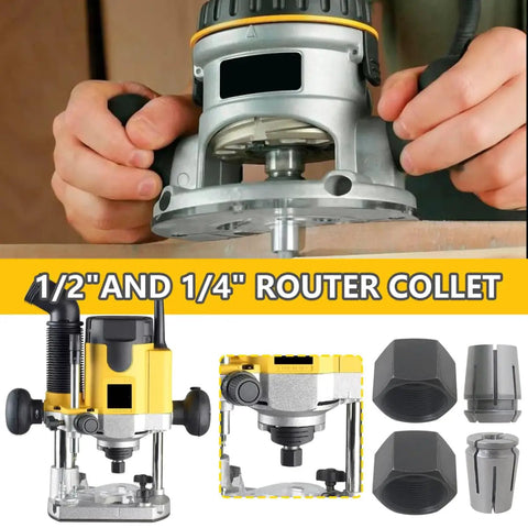 Upgraded Dual Size Collet Kit For Routers With 1/2 Inch And 1/4 Inch Collets Includes Parts 326286-03 And 326286-04 Compatible With Dewalt DW618B3 And MRC23EVSK Pro Grade Replacement Set For Quick Clean Cuts
