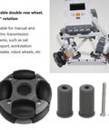 360 Degree Omnidirectional Wheel With Double Row Bearings For Robotics, showing wheel, shafts, and screws setup for robotics projects.