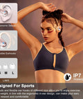 Woman wearing Beast Mode Wireless Earbuds With 75H Battery Life, Bluetooth 5.4, IP7 Waterproof, ENC Noise Canceling Mic, 3D Bass