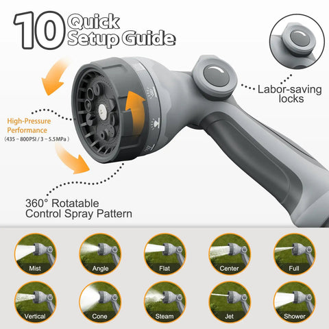 Retractable Garden Hose Reel With Auto Rewind 100 Foot No Fuss Easy Lock Wall Mount spray nozzle settings guide