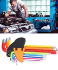Dope Colorful Hex Wrench Ball End Set With 9 Pieces Long Arm Socket Keys Made From Rustproof Chrome Vanadium Steel For Precise Bike Repair And Daily Home Fix Jobs Your Go To Tool. 9-piece colorful ball-end hex keys with holder