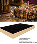 Dope Black Wooden Jewelry Tray With 24 Soft Padded Slots For Rings Bracelets Bangles And Chains Scratch Resistant Storage Holder Box display with soft interior and elegant appearance.