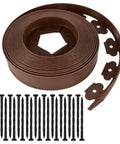 Lawn Edging Kit 100 Foot With 90 Spikes 2 Inch Tall Landscape Border Roll Brown For Garden Beds Lawns Flower Beds Grass Yard Durable Flexible Plastic Edging System