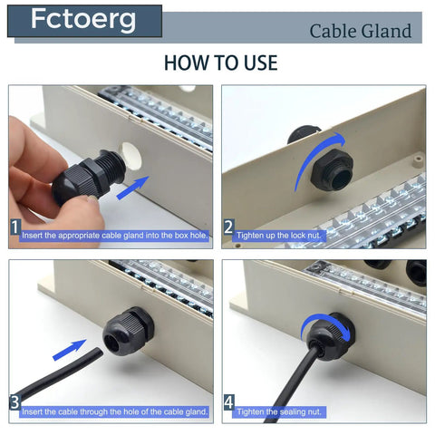 Installation guide for Waterproof Cable Glands 2 Pack Nylon PA66 With Rubber Seal IP68 Dual Seal Strain Relief Cord Grip Connector
