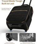 Puffer Backpack On Wheels For Women With Dual Opening Wheeled Laptop Travel Bag showing handles and smooth-roll wheels