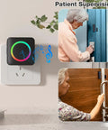 Wireless Door Chime When Doors Open For Home And Business Use, Easy Install Door Sensor Bell That Alerts When Entry Is Detected, black wall-mounted receiver with RGB ring