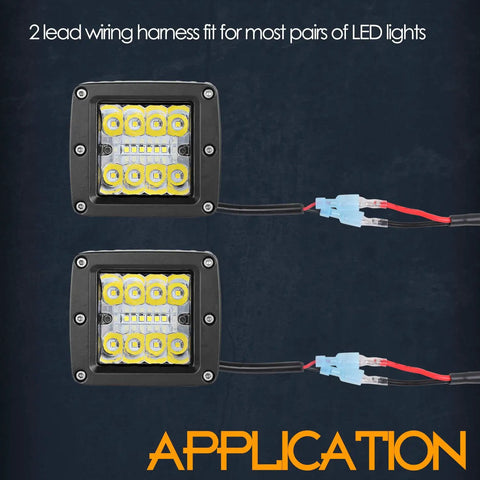 Two Lead Wiring Harness Kit 12V 40A Relay With Nylon Jacket Red Rocker Switch Fuse and Mounting Hardware For LED Light Bars