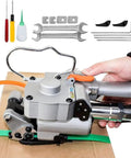 Heavy Duty Pneumatic Strapping Machine With Friction Heat Welding Portable Hand Baler For Warehouse Packing handles heavy loads with smooth operation.