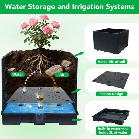 Two Pack Raised Garden Bed Planter Box With Trellis For Tomatoes And Climbing Plants, 57 Inch Self Watering Planter cross-section