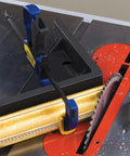 45 Degree Miter Sled For Table Saw With Beefy Durability And Low Friction Sliding Fits Standard Three Eighths By Three Quarters Inch Miter Slot Fence Accessory For Precise 90 Degree Cuts installed on table saw