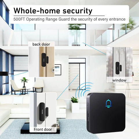Wireless Door Chime Kit For Home And Office Doors Easy Install No Wiring Door Sensor Alerts When Doors Open And People Enter on front, back door and window