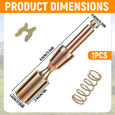 Heavy Duty Quick Release PTO Coupler Pin Kit With Spring Retaining Clip Forged Steel Tractor Adapter dimensions, 8.5cm length.