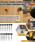 Precision Forstner Bit Set In Sizes Spanning A Quarter Inch Up To Two One Eighth Featuring Razor Sharp Serrated Tips using a pistol drill on wood.