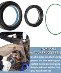 Straight Shot Heavy Duty Front Axle Vacuum Knuckle And Tube Seal Kit For 1998 To 2004 Ford F250 F350 F450 F550 Excursion Dana Fifty Sixty, includes two oil seals and one O-ring.