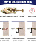 50 Pcs Self-Drilling Drywall Anchors With Screws Kit Heavy Duty Zinc Plated Steel 0.47x1.18 Inch No Drill Or Holes Needed