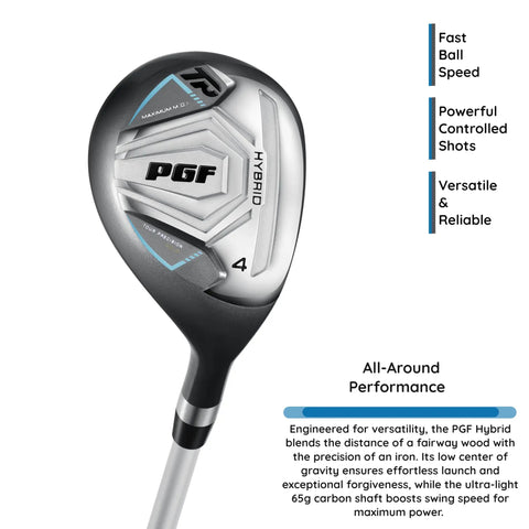 Women Gold TP 11-Piece Complete Golf Club Set Right Hand Petite hybrid club, graphite shaft, for controlled shots and ball speed.