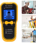 Fafeicy Wall Detector, 5 in 1 Stud Finder Beam Finder front view with screen displaying detection modes and buttons.