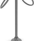 Vanity Top Two Ring Guest Towel Holder in Matte Gray Finish, solid brass build, heavy base, modern classic vibe, corrosion resistant