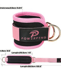 Heavy Duty Ankle Straps For Cable Machines Secure Fit Glute Kickback Cuffs with 7mm cushioning, pink design and steel rings.