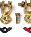 Solid Brass Battery Terminals With Color Coded Wing Nuts And Quick Release Connectors For RV Motorcycle Car Truck Boat Caravan Plus Beefed Up Pro Grade Performance And Corrosion Resistant Clamps Two Pairs Included