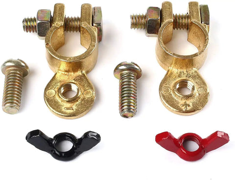 Solid Brass Battery Terminals With Color Coded Wing Nuts And Quick Release Connectors For RV Motorcycle Car Truck Boat Caravan Plus Beefed Up Pro Grade Performance And Corrosion Resistant Clamps Two Pairs Included