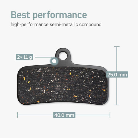 2 Pairs Bike Brake Pads Compatible With Shimano D03S And Saint ZEE SLX BR-M7120 XT8020 Slate T4, semi-metallic pad dimensions 40x25mm