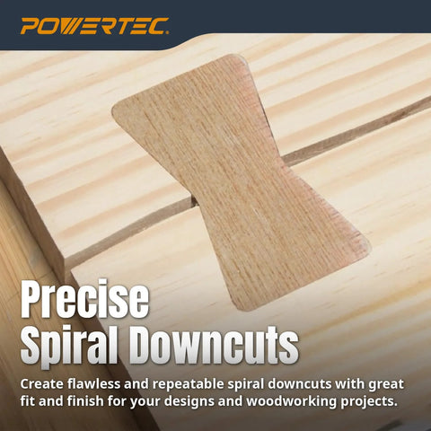 PowerTEC wooden T-shaped inlay piece on pine board front view