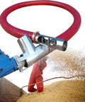 60 Inch Portable Grain And Powder Transfer Auger With 1500W Motor, red hose and blue handle, transferring grain to truck