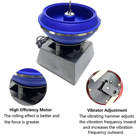 Powerful 120W Bowl Polishing Machine With High Frequency Vibration For Jewelry, Gems And Auto Parts, 6.2L Tumble Polisher