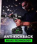 Man using 24V Brushless Cordless One Half Inch Drill Driver Kit With Turbo Mode And 1400 In Lbs Torque 2 Speed Includes 2.5Ah And 5.0Ah Lithium Batteries And 160W Fast Charger