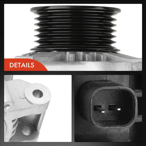 Heavy Duty 12V 140Amp Alternator For Dodge Grand Caravan 2008 2010 Chrysler Town And Country 2008 2010 And Jeep Wrangler 2009 2011 3.3L 3.8L CW Rotation 6 Groove Pulley Drop In Replacement 4727865AB details