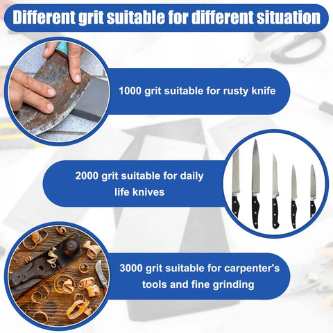 Three Piece Diamond Sharpening Stone Set With 1000 2000 3000 Grit For Kitchen Knives Fast Honing Whetstone To Restore Dull Edges Durable Diamond Plate Sharpening Stone For Home Use