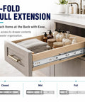 Heavy Duty Stainless Steel Drawer Slides 500 Lb Capacity Full Extension Rails Side Mount Industrial Grade Built To Haul Heavy Loads With Smooth Quiet Operation 2.5mm Steel Build installed on a 3-fold bathroom drawer