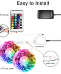 Installation components of Bluetooth Led Strip Lights for Bedroom 100 Feet with App Control and IR Remote RGB Mood Lighting