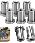 Eight Piece Heavy Duty Weld On Nuts With Three Eighths Sixteen Thread Stepped Female Profile For Rugged Truck Builds And Shop Fabrication That Stick Firm Without Breaking A Sweat - close-up view of nuts