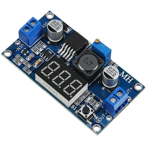 Adjustable DC-DC Buck Converter Power Module with Digital Voltmeter Display Plug-and-Play 4V-40V to 1.25V-37V at Up to 2A Continuous