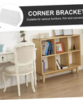 Heavy Duty Corner Bracket Set With Slick Edge Caps For Rock Solid Furniture Repair And No Sweat Wall Mounting Tasks Throughout Kitchen Bathroom Workshop on a desk next to a bookshelf.