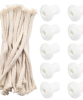 Durable Ceramic Oil Lamp Holder Kit With 10 Holders And 20 Cotton Braided Replacement Wicks, 2 Cm Holders And 16 Cm Wicks