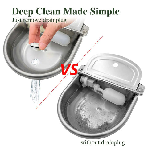 Automatic Dog Water Dispenser With Smart Float Valve Auto Filling Water Bowl showing simple clean drainplug feature.